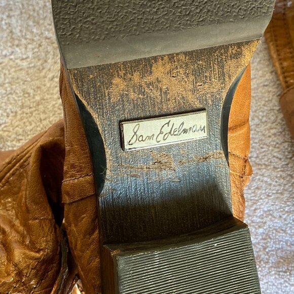 Sam Edelman Presley Tan Leather Knee High Boots Size 8M Riding Style - Picture 4 of 10